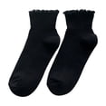 thumbnail image 1 of Resicozy Cute Ruffle Socks for Women Soft Casual Cotton Knit Ankle Quarter Boot Crew Gifts Socks Black, 1 of 2
