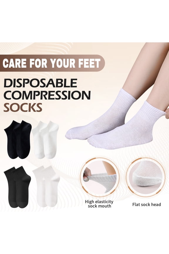 Disposable Socks for Travel Single-use Compressed Socks Casual Solid Color Stockings with Individually Packaged White#2