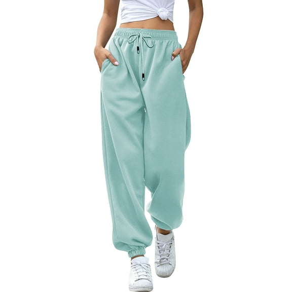 Resicozy Drawstring Sweatpants Women Baggy Plus Size Lounge Pants Workout Active High Waisted Casual Comfy Joggers with Pockets Turquoise S
