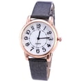 thumbnail image 1 of Resicozy Easy Read Watches for Women Large Number Dial Watch with Leather Strap for Daily Casual Wear - Birthday Holiday Gifts for Wife Mother Black, 1 of 1