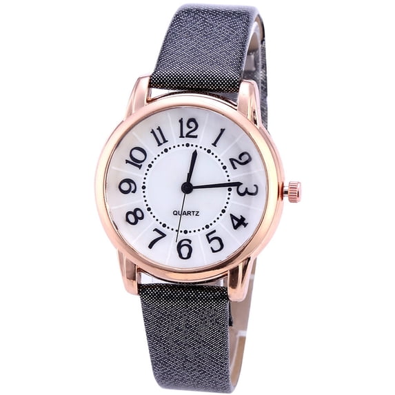 Resicozy Easy Read Watches for Women Large Number Dial Watch with Leather Strap for Daily Casual Wear - Birthday Holiday Gifts for Wife Mother Black
