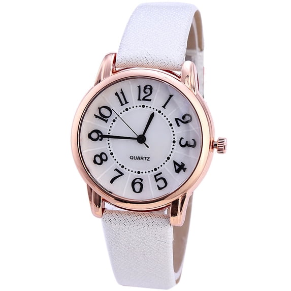 Resicozy Easy Read Watches for Women Large Number Dial Watch with Leather Strap for Daily Casual Wear - Birthday Holiday Gifts for Wife Mother White