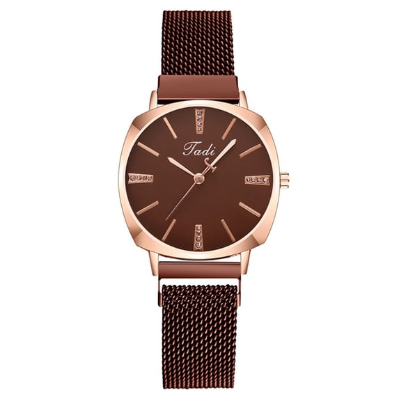 Resicozy Elegant Womens Quartz Watch, Round Dial Stainless Steel Mesh Watch Casual Simple Fashion Womens Watches Gift Brown