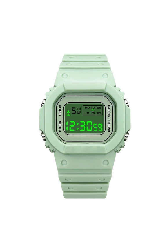 Fashion Watches for Men and Women Unisex Summer Digital Backlight Casual Outdoor Sports Colorful Rubber Watch Green