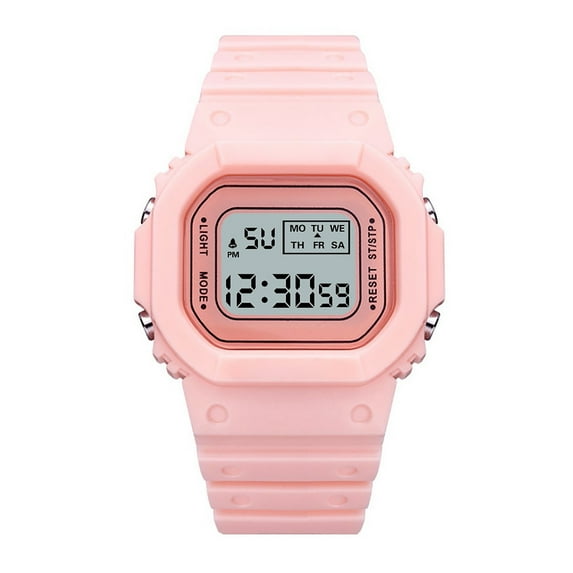 Resicozy Fashion Watches for Men and Women Unisex Summer Digital Backlight Casual Outdoor Sports Colorful Rubber Watch Pink