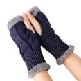 thumbnail image 1 of Resicozy Fingerless Gloves for Women Winter Warm Knit Arm Warmers Mittens Soft Hand Crochet Wrist Warmers Thumb Hole Gloves Blue, 1 of 3