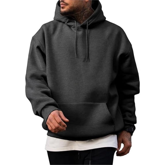 Resicozy Fleece Hoodies for Men Long Sleeve Hooded Sweatshirt Casual Basic Pullover Hoodie with Pocket Dark Gray XL