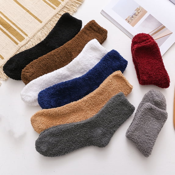 Resicozy Fluffy Socks for Men Soft Home Slipper Socks Winter Fashion Fluffy Sleeping Sock Khaki
