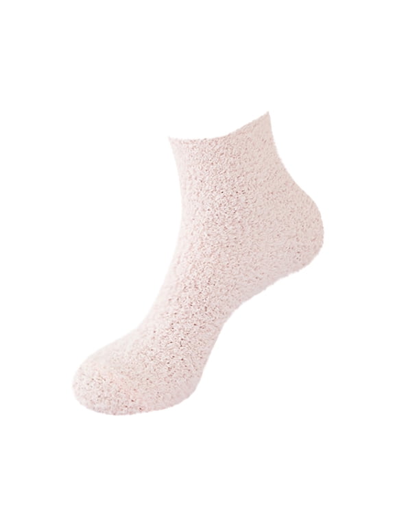 Fuzzy Socks for Women Cozy Slipper Socks for Women Sleeping Soft Fleece Socks, Cute Colors Warm Home Socks for Fall Winter Daily Wear Off-White