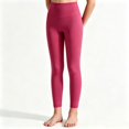 thumbnail image 1 of Resicozy Girls Athletic Leggings High Waisted Yoga Pants with Pockets Soft Stretch Fabric, Wide Waistband, for Running Dance Gymnastics Gym3-12 Years Hot Pink 130, 1 of 6