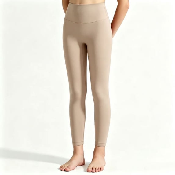Resicozy Girls Athletic Leggings High Waisted Yoga Pants with Pockets Soft Stretch Fabric, Wide Waistband, for Running Dance Gymnastics Gym3-12 Years Khaki 150