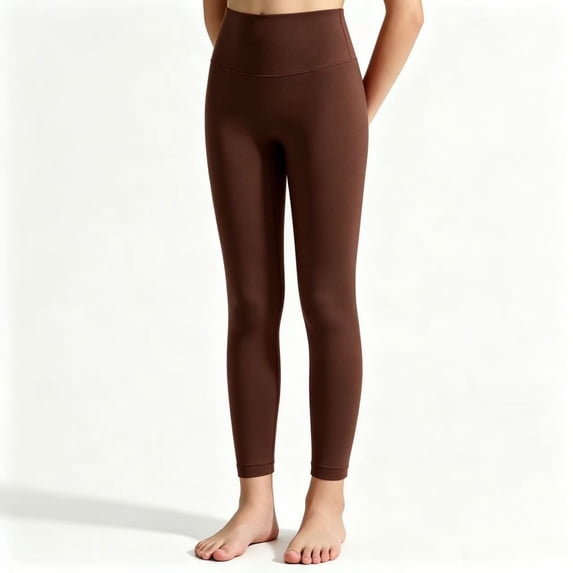 Resicozy Girls Athletic Leggings High Waisted Yoga Pants with Pockets Soft Stretch Fabric, Wide Waistband, for Running Dance Gymnastics Gym3-12 Years Wine 140