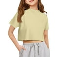 thumbnail image 1 of Resicozy Girls Athletic Oversized Crop Tops for Kids Drop Shoulder Short Sleeve T Shirts Workout Basic Tees 1-10 Years Khaki 120, 1 of 9