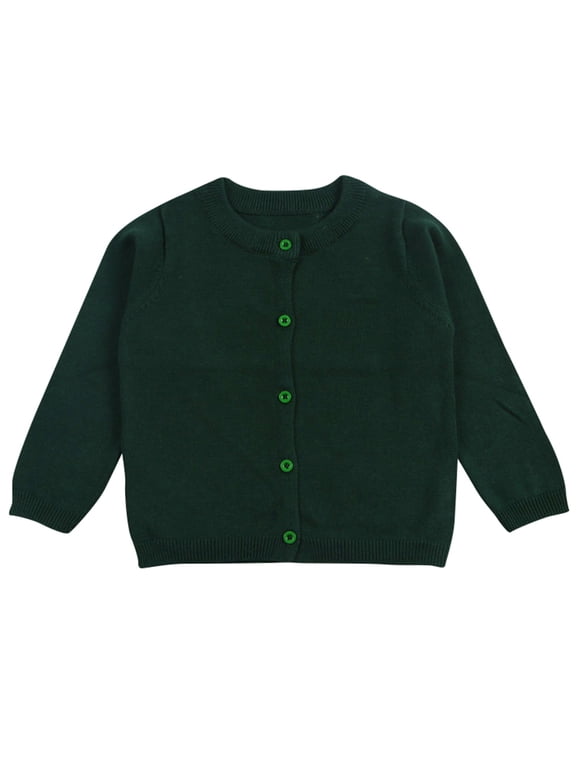 Girls Cardigan Sweater Teens Button Down Jacket Fall Winter Sweaters for Kids Long Sleeve Lightweight Casual Back to School Clothes Dark Green 4