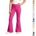 thumbnail image 1 of Resicozy Girls Flare Leggings School Uniform Pants for Kids High Waist Bell Bottom Yoga Dance Pant 3-15 Years Hot Pink 120, 1 of 3