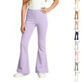 thumbnail image 1 of Resicozy Girls Flare Leggings School Uniform Pants for Kids High Waist Bell Bottom Yoga Dance Pant 3-15 Years Light Purple 120, 1 of 3