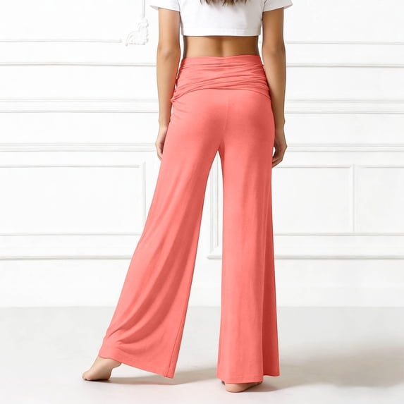 Resicozy Girls Fold Over Pants Low Rise Y2K Bell Bottom Summer Wide Leg Foldover Yoga Pants Loose Stretch Casual Flare Leggings 5-14 Years 130