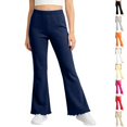 thumbnail image 1 of Resicozy Girls Ruffle Flare Leggings, High Waist Bell Bottom Pants for Kids, Dance Gymnastics Casual Leggings 3-15 Years Navy 130, 1 of 5