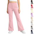 thumbnail image 1 of Resicozy Girls Ruffle Flare Leggings, High Waist Bell Bottom Pants for Kids, Dance Gymnastics Casual Leggings 3-15 Years Pink 120, 1 of 5