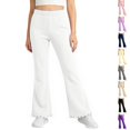 thumbnail image 1 of Resicozy Girls Ruffle Flare Leggings, High Waist Bell Bottom Pants for Kids, Dance Gymnastics Casual Leggings 3-15 Years White 140, 1 of 5