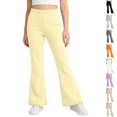 thumbnail image 1 of Resicozy Girls Ruffle Flare Leggings, High Waist Bell Bottom Pants for Kids, Dance Gymnastics Casual Leggings 3-15 Years Yellow 150, 1 of 5
