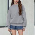 thumbnail image 1 of Resicozy Girls Sweatshirt Crewneck Solid Tops for Kids Long Sleeve Fall Winter Clothes, Casual Solid T-shirts, Teen Warm Pullover 3-15 Years Gray 140, 1 of 4