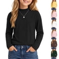 thumbnail image 1 of Resicozy Girls Turtleneck Pullover Long Sleeve Cute T Shirt for Kid, Solid Casual Warm Fall Winter Shirts for Daily School 2-13 Years Black 160, 1 of 7