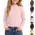 thumbnail image 1 of Resicozy Girls Turtleneck Pullover Long Sleeve Cute T Shirt for Kid, Solid Casual Warm Fall Winter Shirts for Daily School 2-13 Years Pink 160, 1 of 7