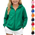 thumbnail image 1 of Resicozy Girls Zip Up Hoodie Sweatshirt Full Zipper Hoodies Jacket Y2K Fall Winter Fashion Solid Color Jackets with Pockets Green M, 1 of 6