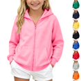 thumbnail image 1 of Resicozy Girls Zip Up Hoodie Sweatshirt Full Zipper Hoodies Jacket Y2K Fall Winter Fashion Solid Color Jackets with Pockets Pink XL, 1 of 6