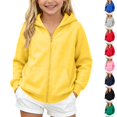 thumbnail image 1 of Resicozy Girls Zip Up Hoodie Sweatshirt Full Zipper Hoodies Jacket Y2K Fall Winter Fashion Solid Color Jackets with Pockets Yellow 3XL, 1 of 6