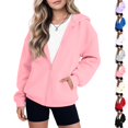 thumbnail image 1 of Resicozy Girls Zip-up Hoodie Light Jackets with Pockets, Long Sleeve Sweatshirt for Kids, Fashion Casual Youth Fall Clothes 2-13 Years Light pink 100, 1 of 9