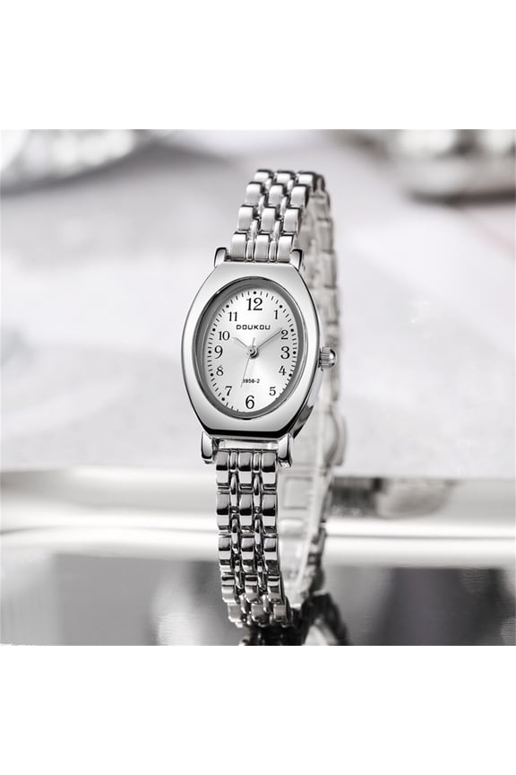 Gold Watches for Women Casual Round Case Watch with Stainless Expansion 2026 Silver with White Face