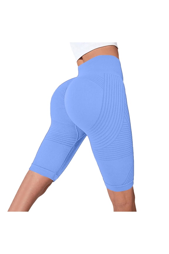 High Waisted Shaping Shorts for Women Running Compression Tummy Control Plus Size Biker Stretchy Legging Blue M