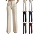 thumbnail image 1 of Resicozy High Waisted Straight Leg Suit Pants for Women Business Casual Office Dress Trousers with Pockets Khaki L, 1 of 6