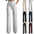 thumbnail image 1 of Resicozy High Waisted Straight Leg Suit Pants for Women Business Casual Office Dress Trousers with Pockets White L, 1 of 6