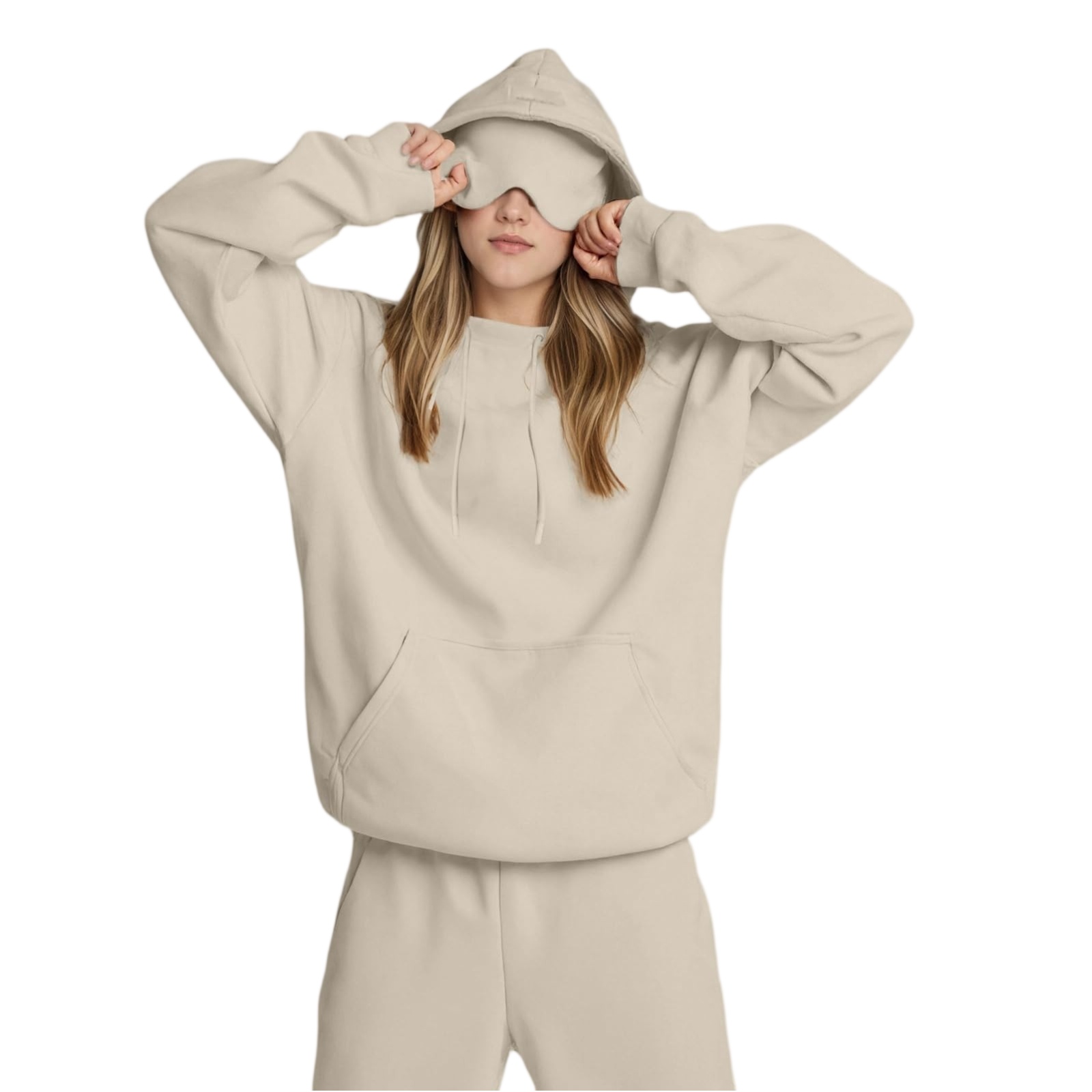 Hoodie Avec Masque Intégré - Couverture Portée Pour Voyage, Avion, Maison - Tissu Polaire Respirant - Pockets Cachés - Tailles XS à 3XL