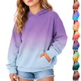 thumbnail image 1 of Resicozy Hoodies For Teen Girls Long Sleeve Gradient Color Cute Hoodie with Pocket Lightweight Y2k Comfy Oversized Hooded Sweatshirt 3-15 Years Sky Blue 120, 1 of 6