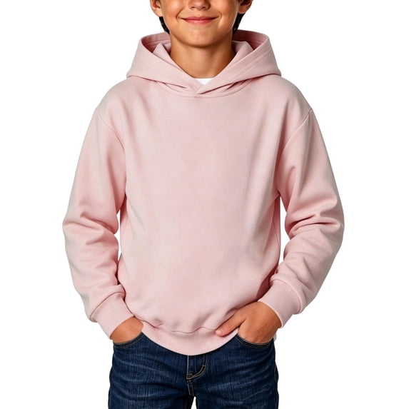 Resicozy Hoodies for Boys 2026 Fashion Long Sleeve Hooded Pullover Casual Solid Color Sweatshirt 3-14 Years Pink 120