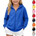 thumbnail image 1 of Resicozy Hoodies for Girls Cute Zip Up Fleece Hooded Sweatshirt for Kids,Teen Fashion Casual Sweatshirts with Pockets Blue M, 1 of 6