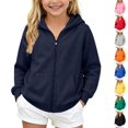 thumbnail image 1 of Resicozy Hoodies for Girls Cute Zip Up Fleece Hooded Sweatshirt for Kids,Teen Fashion Casual Sweatshirts with Pockets Navy L, 1 of 6