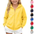 thumbnail image 1 of Resicozy Hoodies for Girls Cute Zip Up Fleece Hooded Sweatshirt for Kids,Teen Fashion Casual Sweatshirts with Pockets Yellow 4XL, 1 of 6