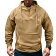 thumbnail image 1 of Resicozy Hoodies for Men Lightweight Quarter Zip Tactical Hoodie Workout Hooded Sweatshirt Sport Athletic Pullover with Pockets Camel 3XL, 1 of 4