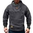 thumbnail image 1 of Resicozy Hoodies for Men Lightweight Quarter Zip Tactical Hoodie Workout Hooded Sweatshirt Sport Athletic Pullover with Pockets Gray 3XL, 1 of 4
