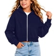 thumbnail image 1 of Resicozy Hoodies for Teen Girls Zip Up Long Sleeve Cropped Sweatshirts for Kids Cute Preppy Youth Trendy Fashion Back to School 5-15 Years Navy 140, 1 of 7