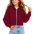 thumbnail image 1 of Resicozy Hoodies for Teen Girls Zip Up Long Sleeve Cropped Sweatshirts for Kids Cute Preppy Youth Trendy Fashion Back to School 5-15 Years Wine 140, 1 of 7