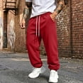 thumbnail image 1 of Resicozy Joggers for Men with Pockets Fleece Casual Sweatpants Fashion Solid Drawstring Elastic Waist Athletic Pants Red 5XL, 1 of 7