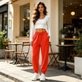 thumbnail image 1 of Resicozy Joggers for Women with Pockets Drawstring Elastic Waist Athletic Lounge Pants Casual Fashion Solid Color Trousers Orange L, 1 of 4