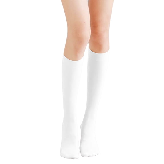 Resicozy Knee High Socks for Women 2026 Long Dress Socks Casual Fashion Solid Color Seamless Toe Soft White