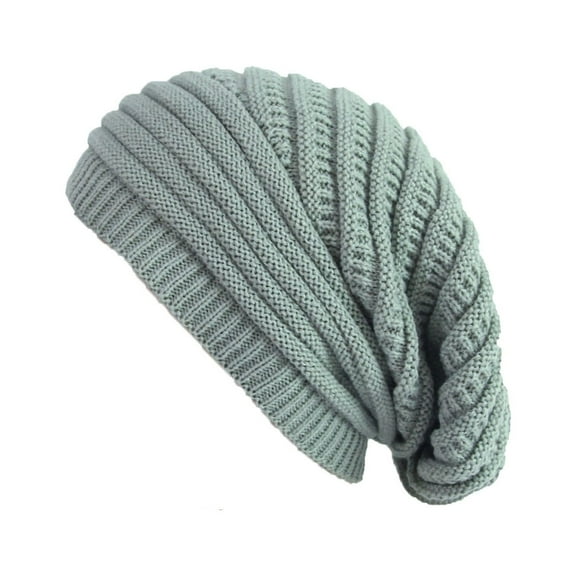 Resicozy Knit Slouchy Hat for Women Winter Warm Womens Trendy Oversized Cute Slouch Hat 2025 Ski Hats Light Gray 18 In